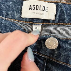 Agolde Classic Denim Mid-Rise buttonfly Jeans in Blue